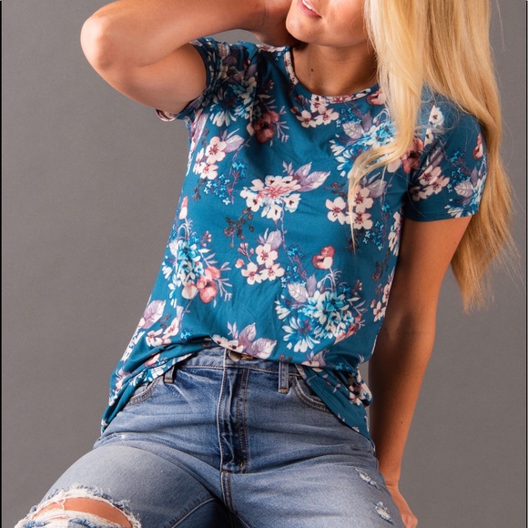 NEW Agnes & Dora Fitted Tee in /Teal Vapor Pink - Picture 6 of 6